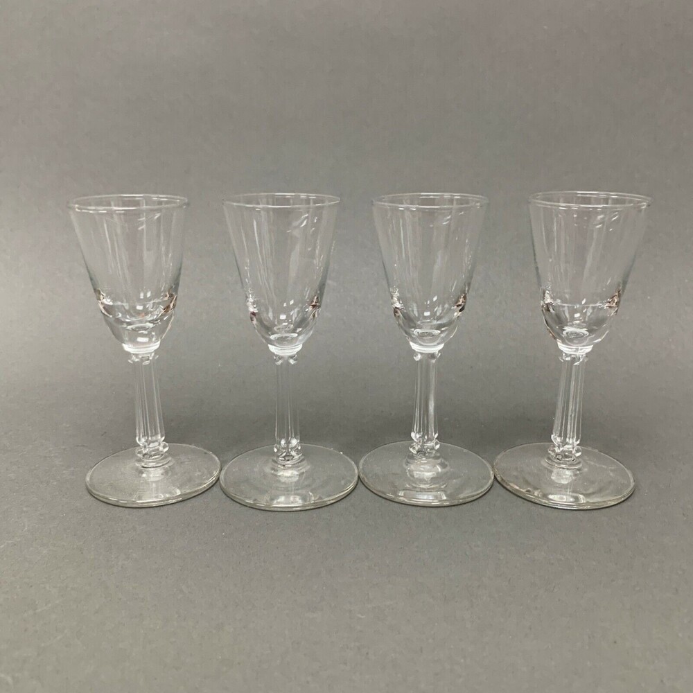 Shot Glass Clear Stemmed Stem 4 1/4" high Lot of‎ 4